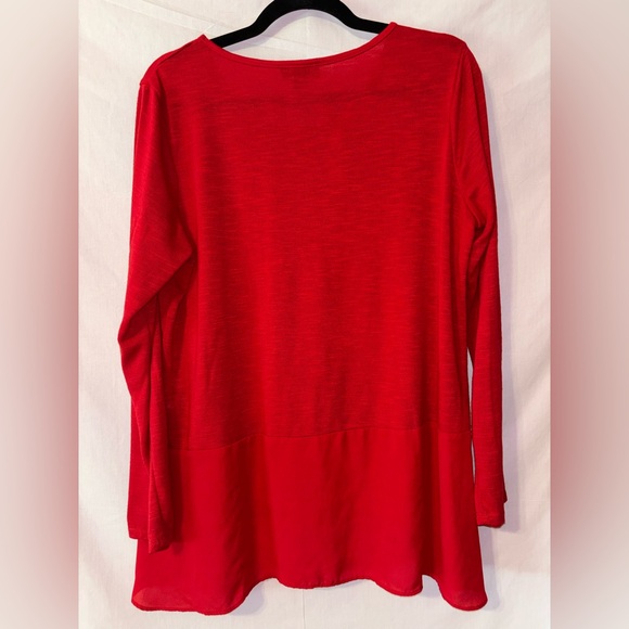 AB Studio Red Blouse with Embellished Neckline - Picture 8 of 11